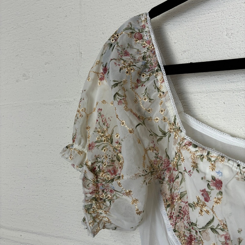 NEW Francesca's‎ Anna Floral Corset Top Size M Regency Wedding Bridal Dainty Ren - Picture 6 of 14